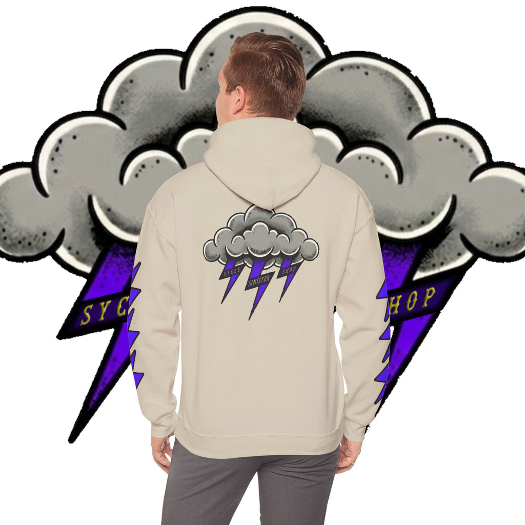 Storm Cloud Hoodie — Purple Lightning Graphic Pullover