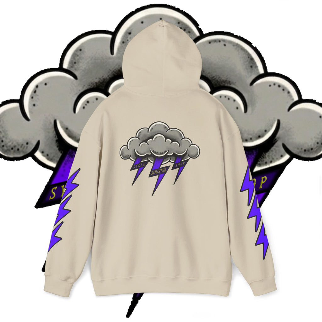 Storm Cloud Hoodie — Purple Lightning Graphic Pullover