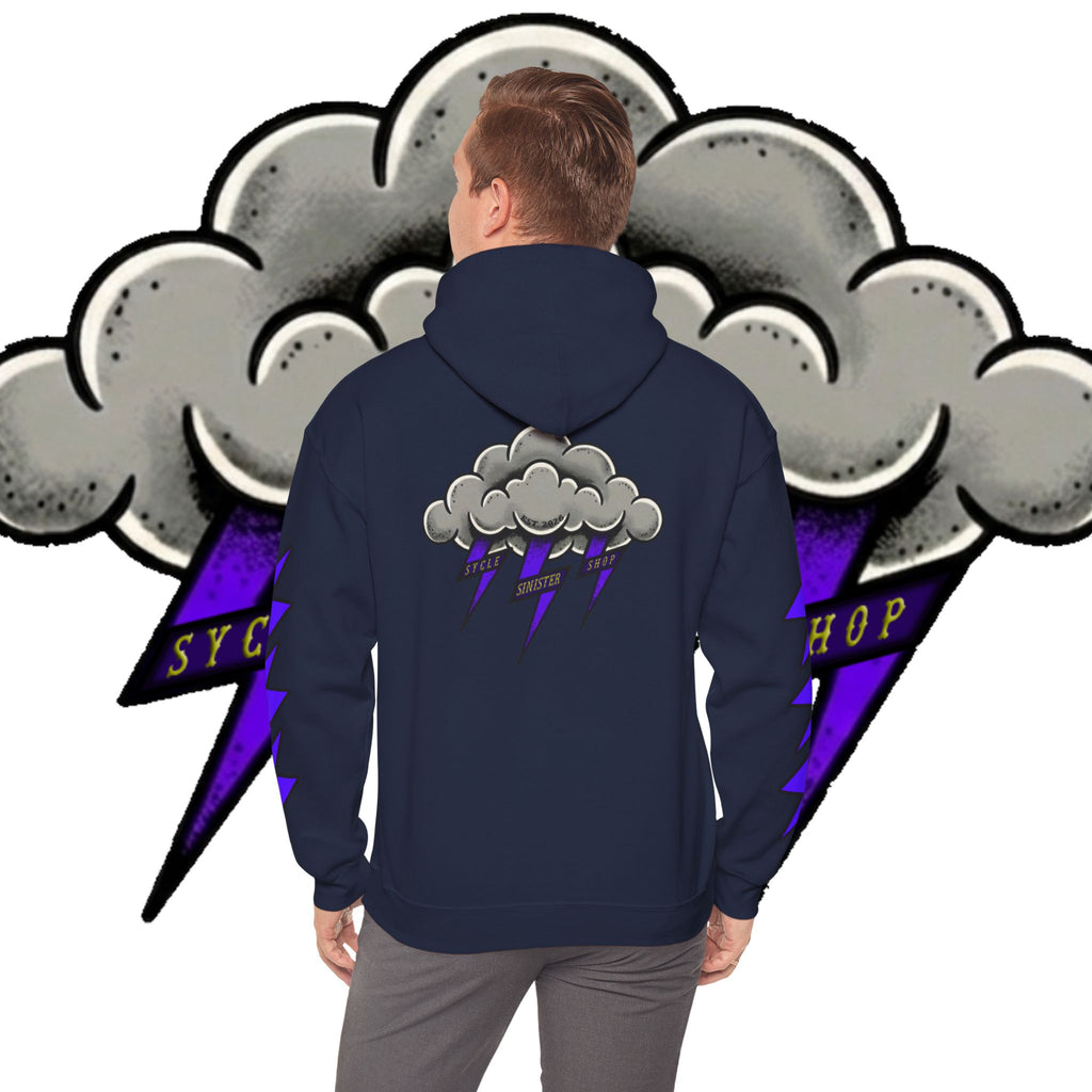 Storm Cloud Hoodie — Purple Lightning Graphic Pullover