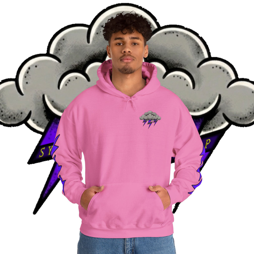 Storm Cloud Hoodie — Purple Lightning Graphic Pullover