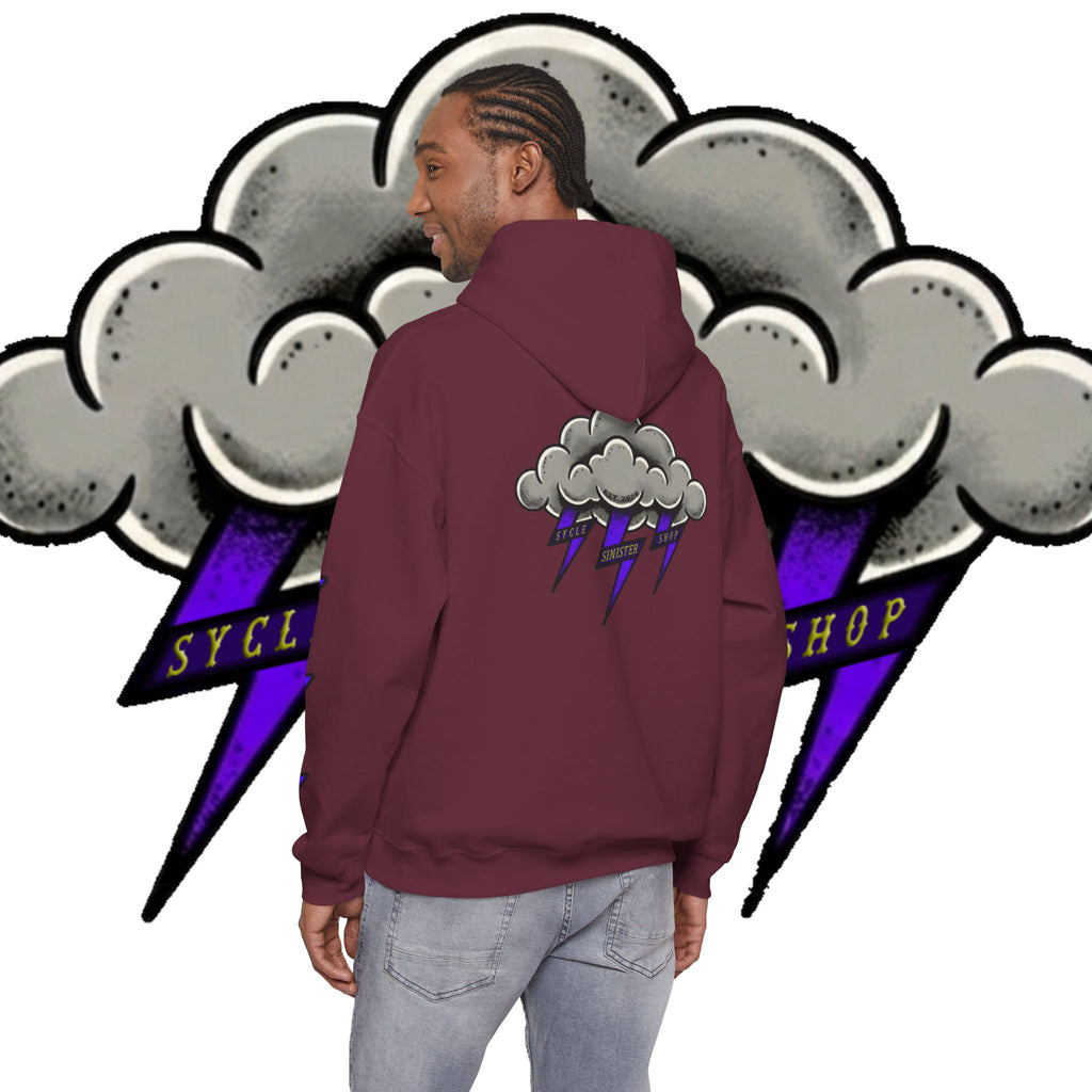 Storm Cloud Hoodie — Purple Lightning Graphic Pullover