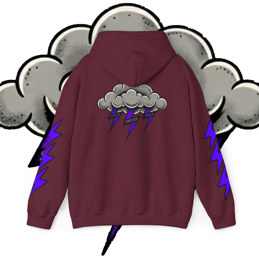 Storm Cloud Hoodie — Purple Lightning Graphic Pullover