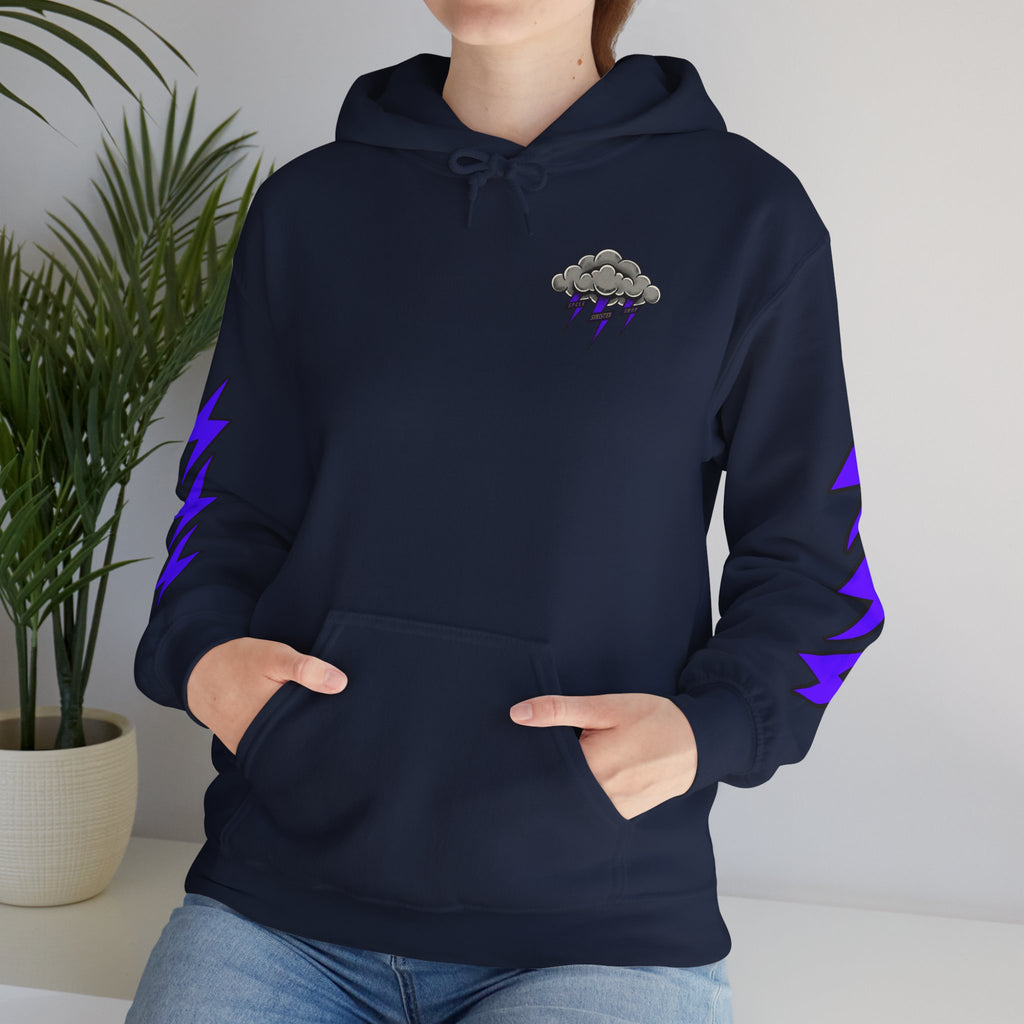 Storm Cloud Hoodie — Purple Lightning Graphic Pullover