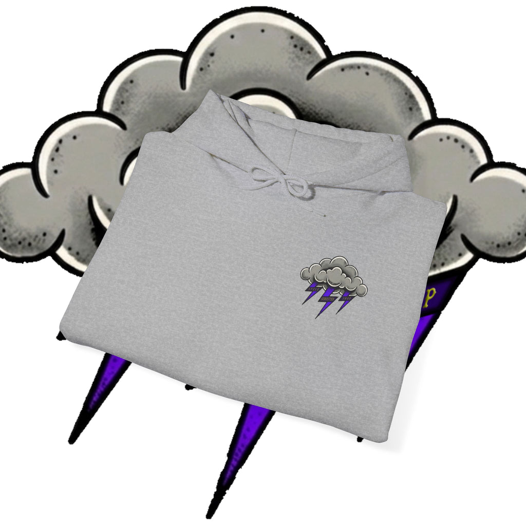 Storm Cloud Hoodie — Purple Lightning Graphic Pullover