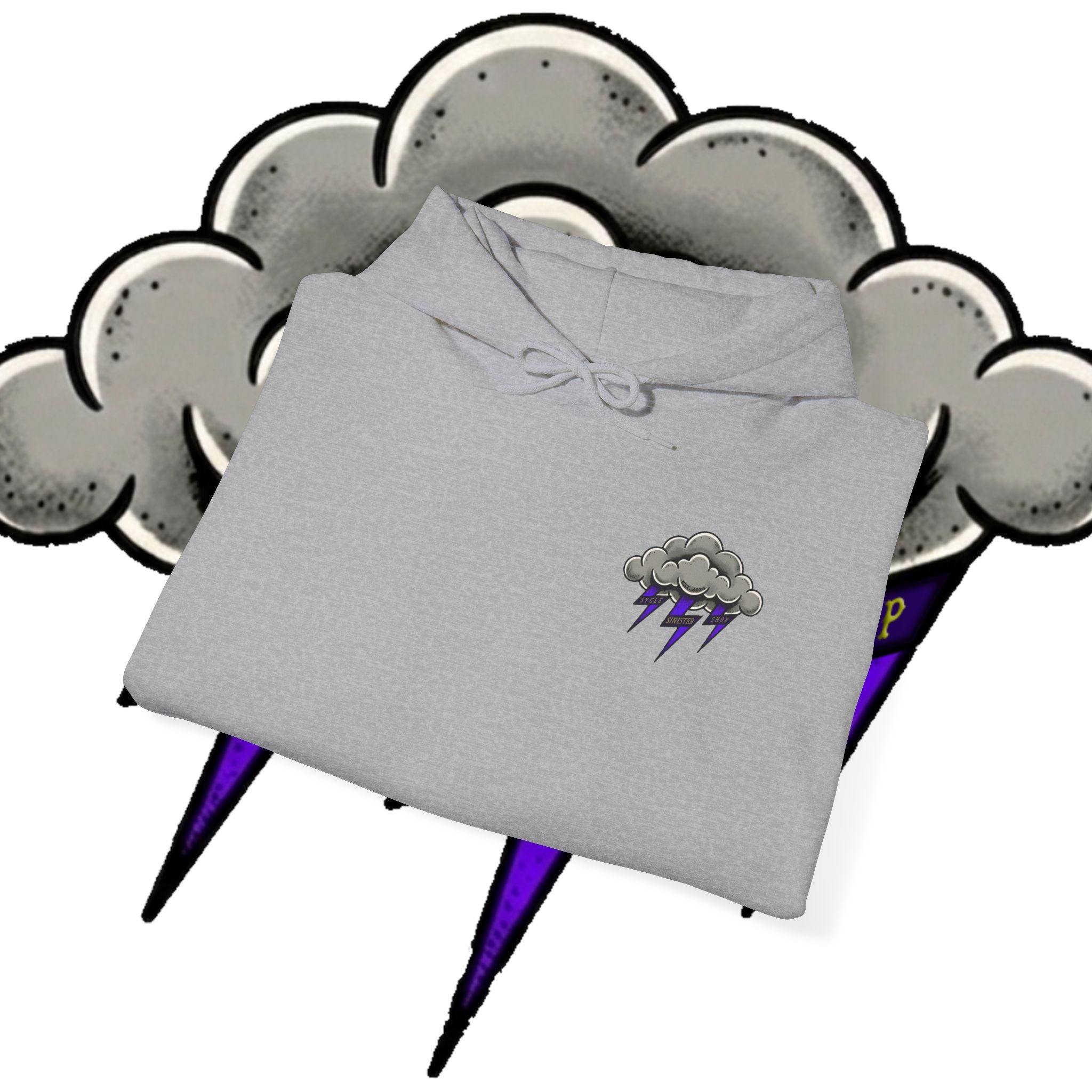 Storm Cloud Hoodie — Purple Lightning Graphic Pullover