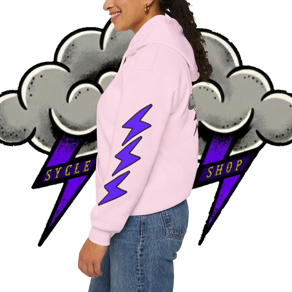 Storm Cloud Hoodie — Purple Lightning Graphic Pullover