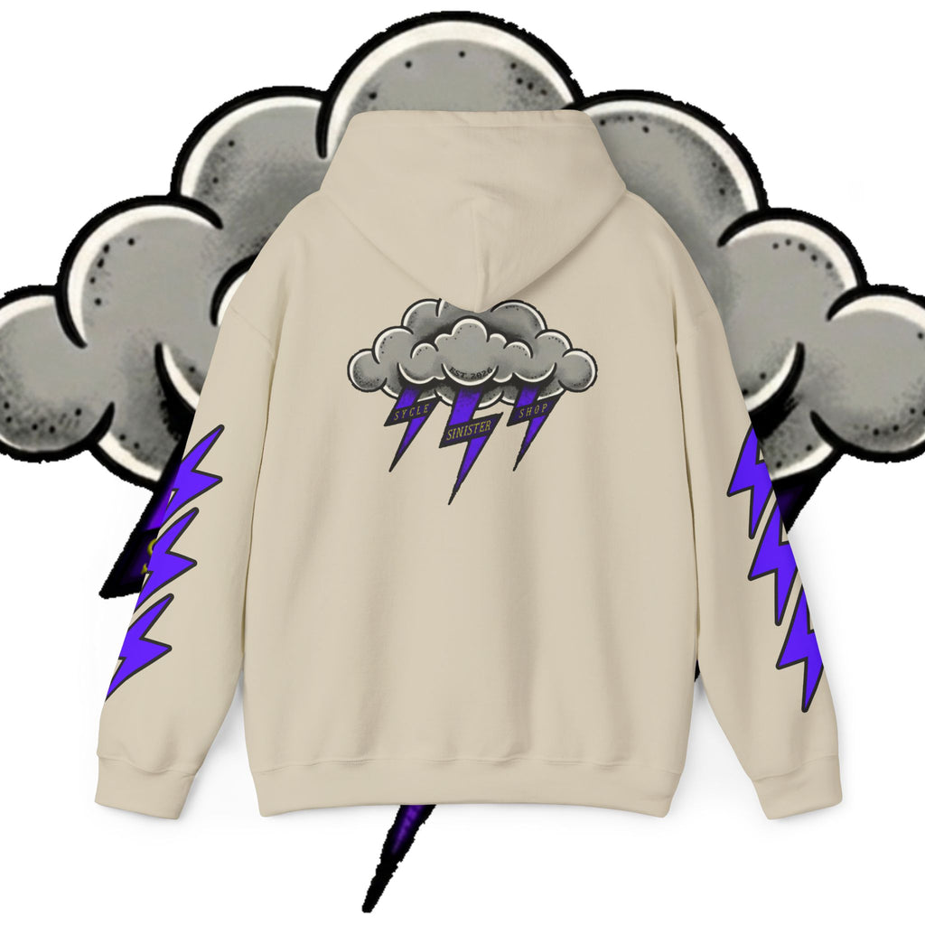 Storm Cloud Hoodie — Purple Lightning Graphic Pullover
