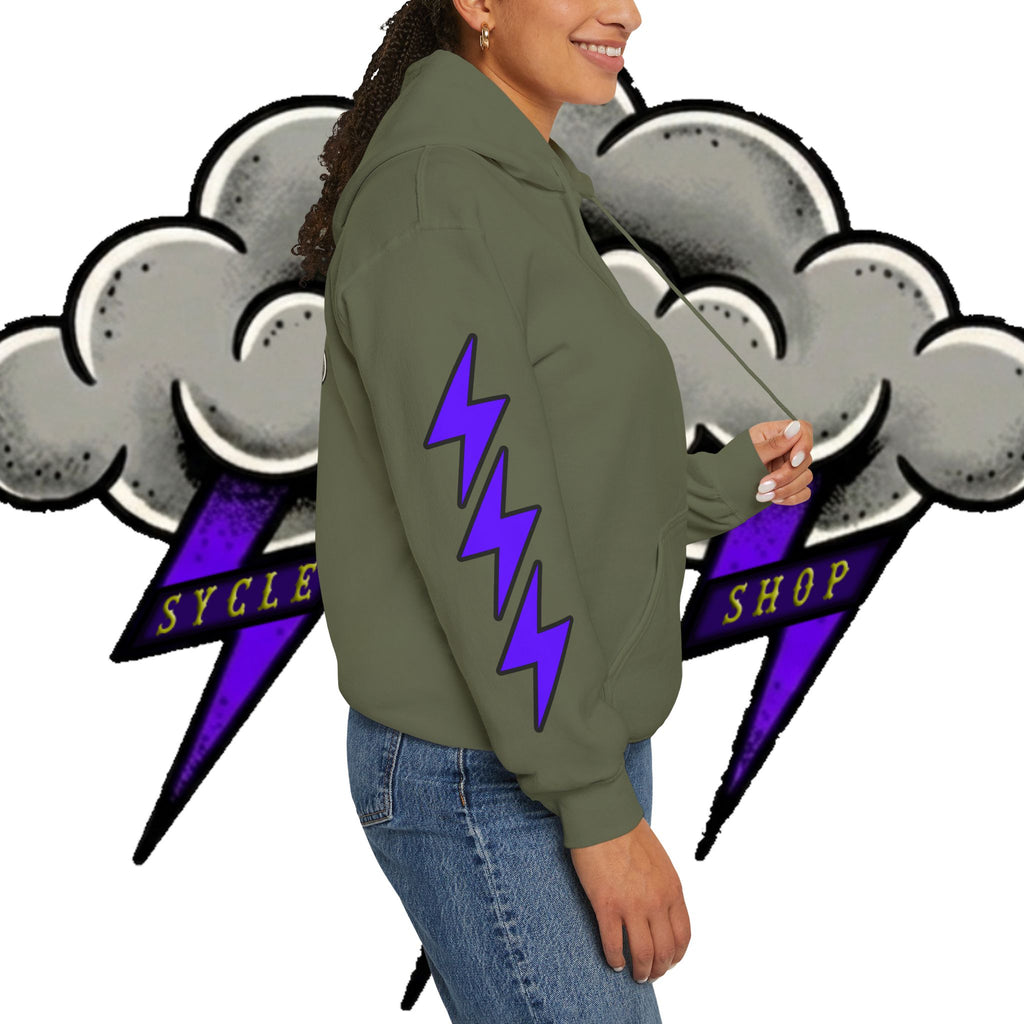 Storm Cloud Hoodie — Purple Lightning Graphic Pullover