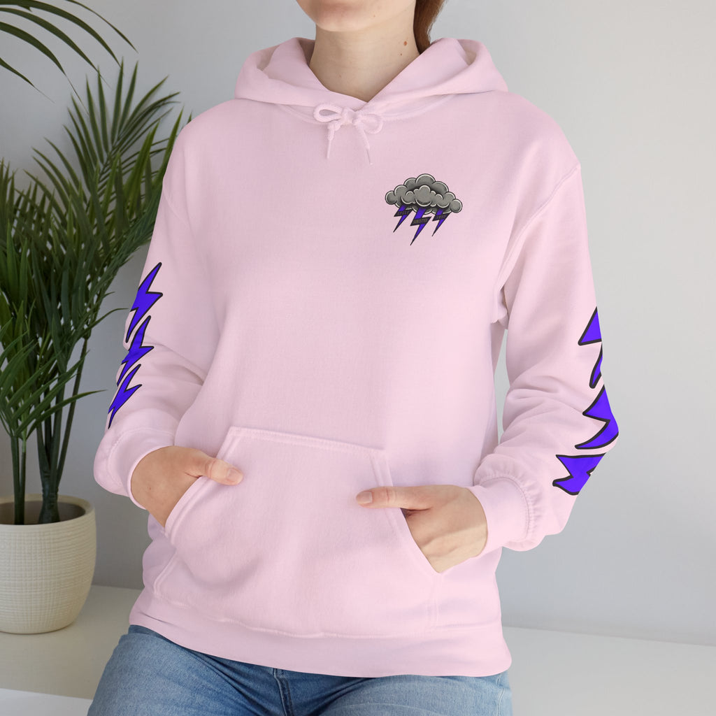 Storm Cloud Hoodie — Purple Lightning Graphic Pullover