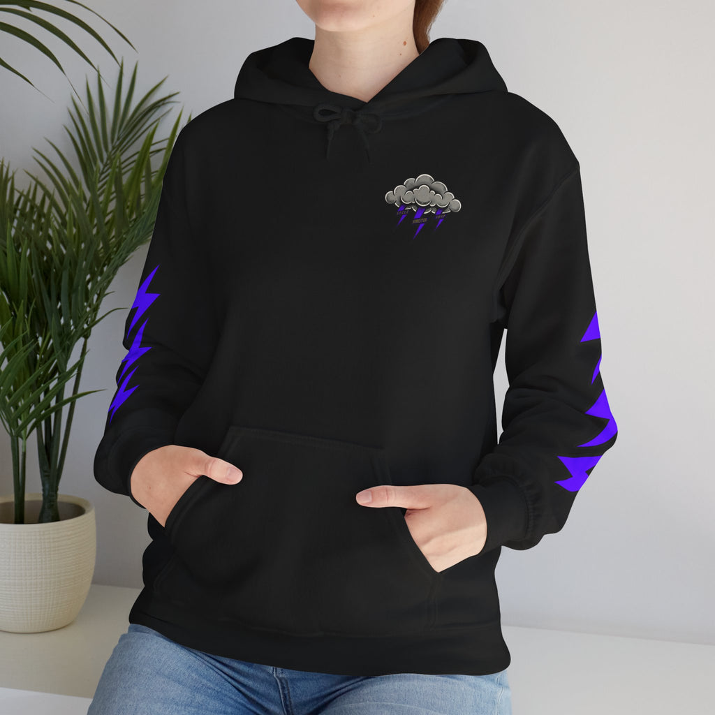 Storm Cloud Hoodie — Purple Lightning Graphic Pullover