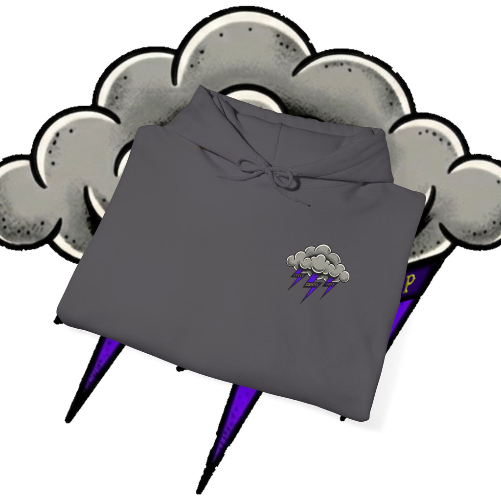 Storm Cloud Hoodie — Purple Lightning Graphic Pullover
