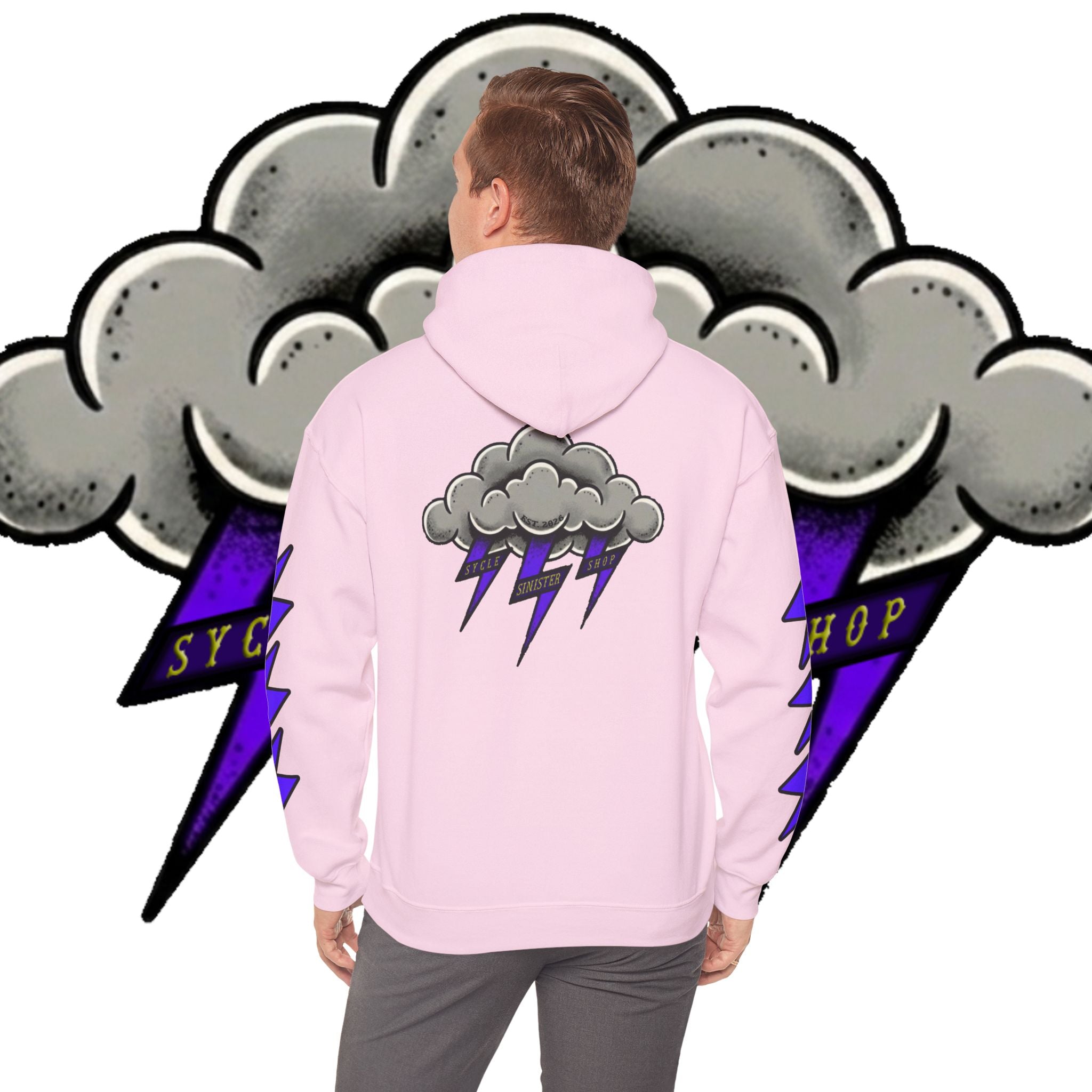 Storm Cloud Hoodie — Purple Lightning Graphic Pullover