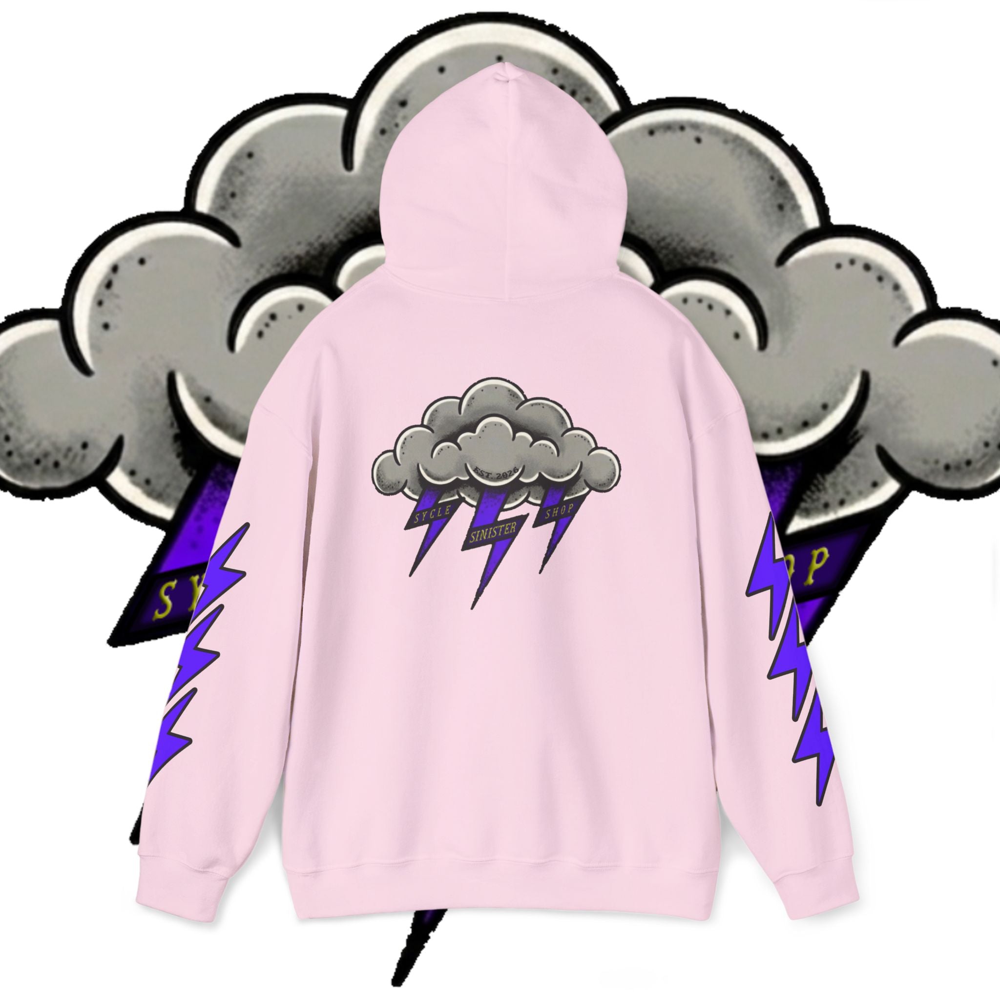 Storm Cloud Hoodie — Purple Lightning Graphic Pullover