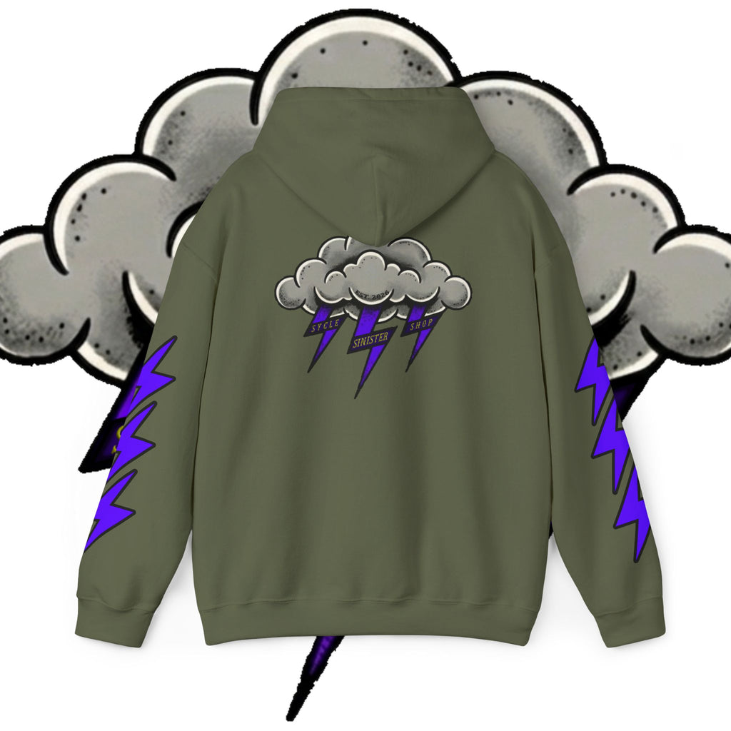 Storm Cloud Hoodie — Purple Lightning Graphic Pullover