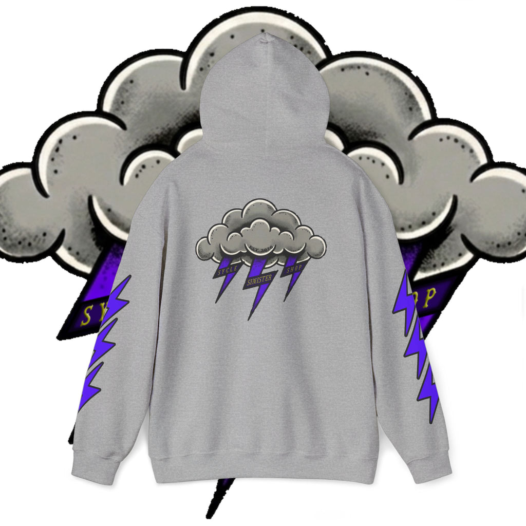 Storm Cloud Hoodie — Purple Lightning Graphic Pullover