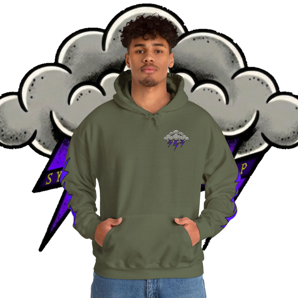 Storm Cloud Hoodie — Purple Lightning Graphic Pullover