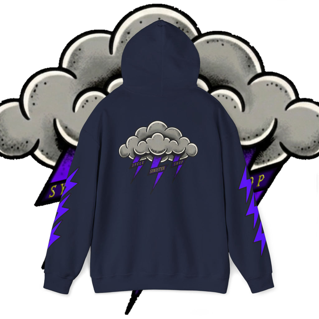 Storm Cloud Hoodie — Purple Lightning Graphic Pullover