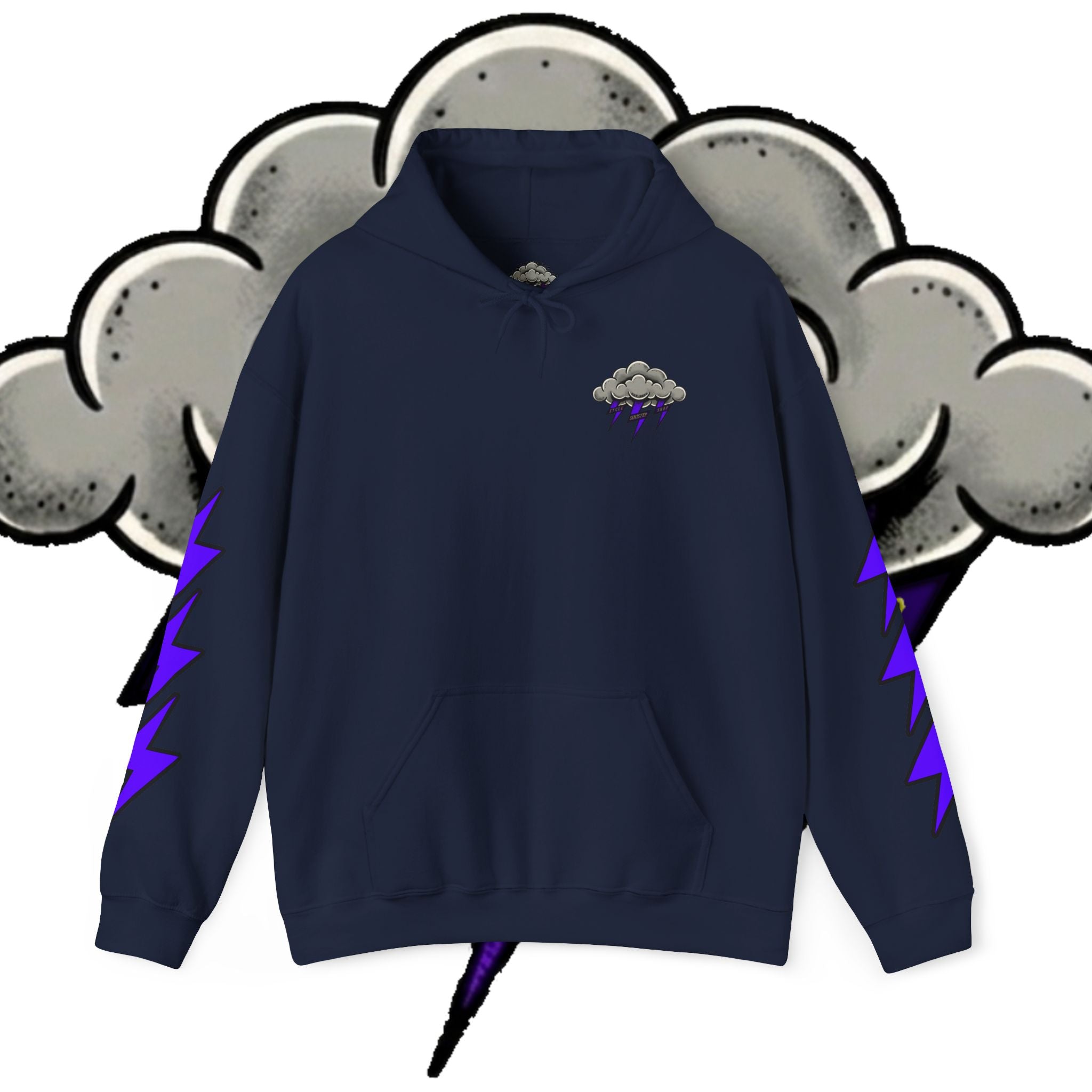 Storm Cloud Hoodie — Purple Lightning Graphic Pullover