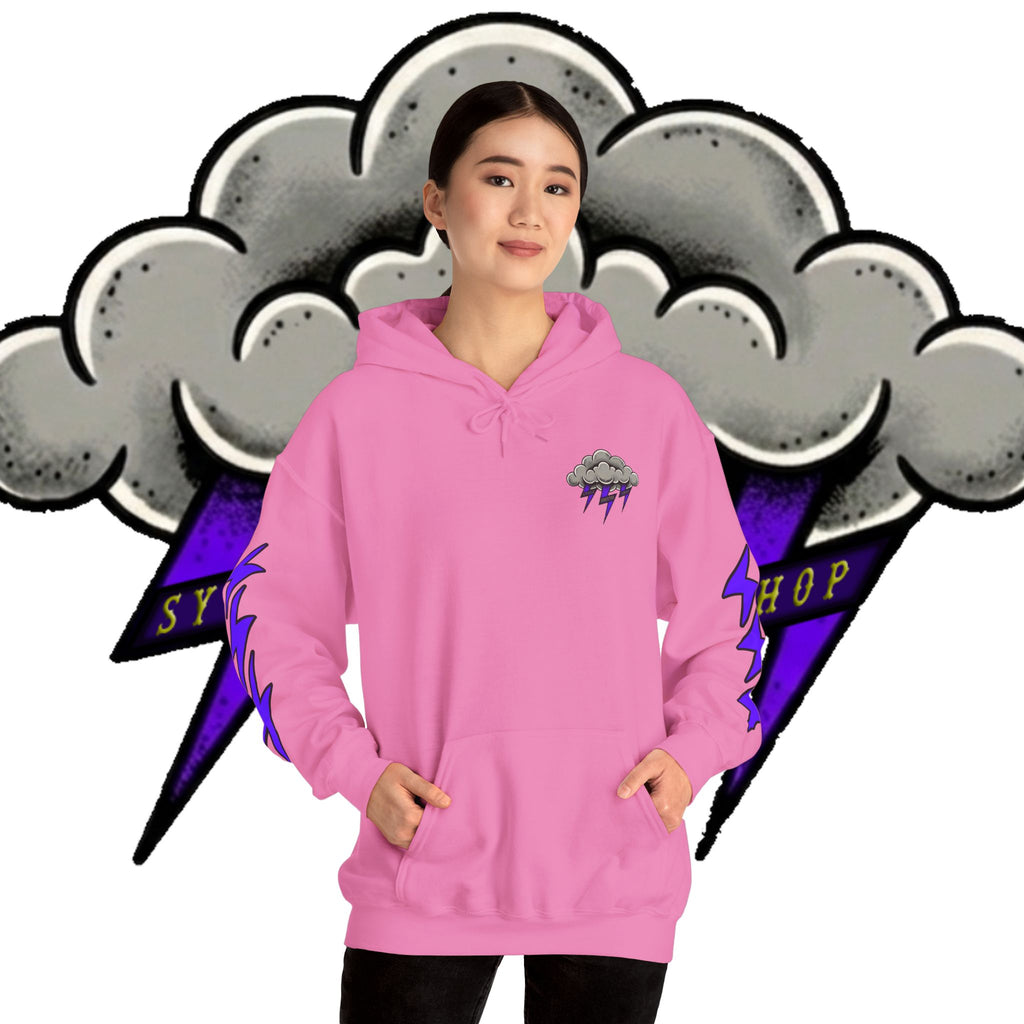 Storm Cloud Hoodie — Purple Lightning Graphic Pullover