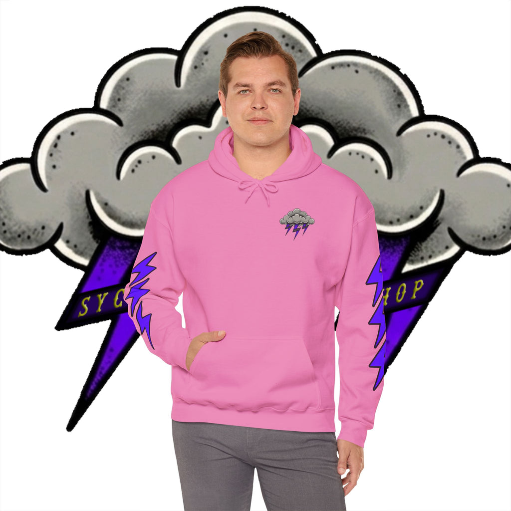 Storm Cloud Hoodie — Purple Lightning Graphic Pullover