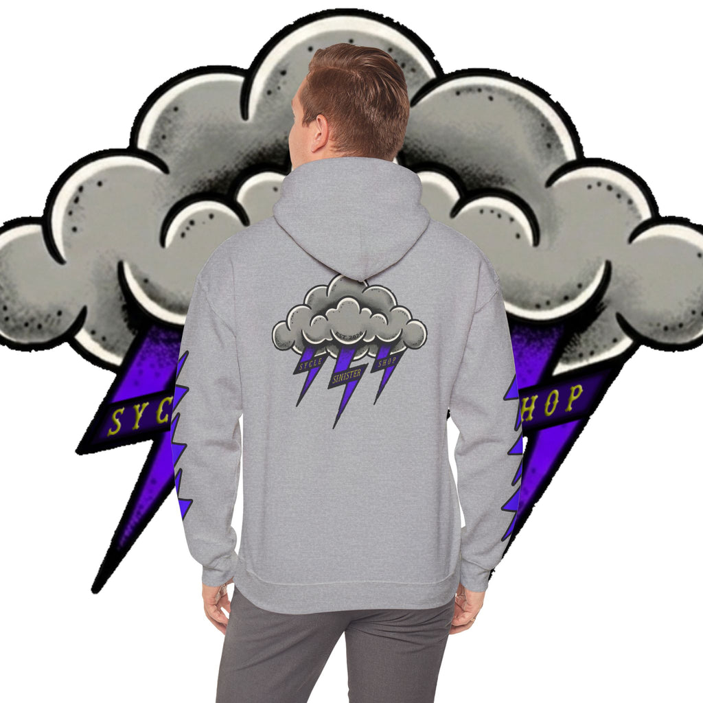 Storm Cloud Hoodie — Purple Lightning Graphic Pullover