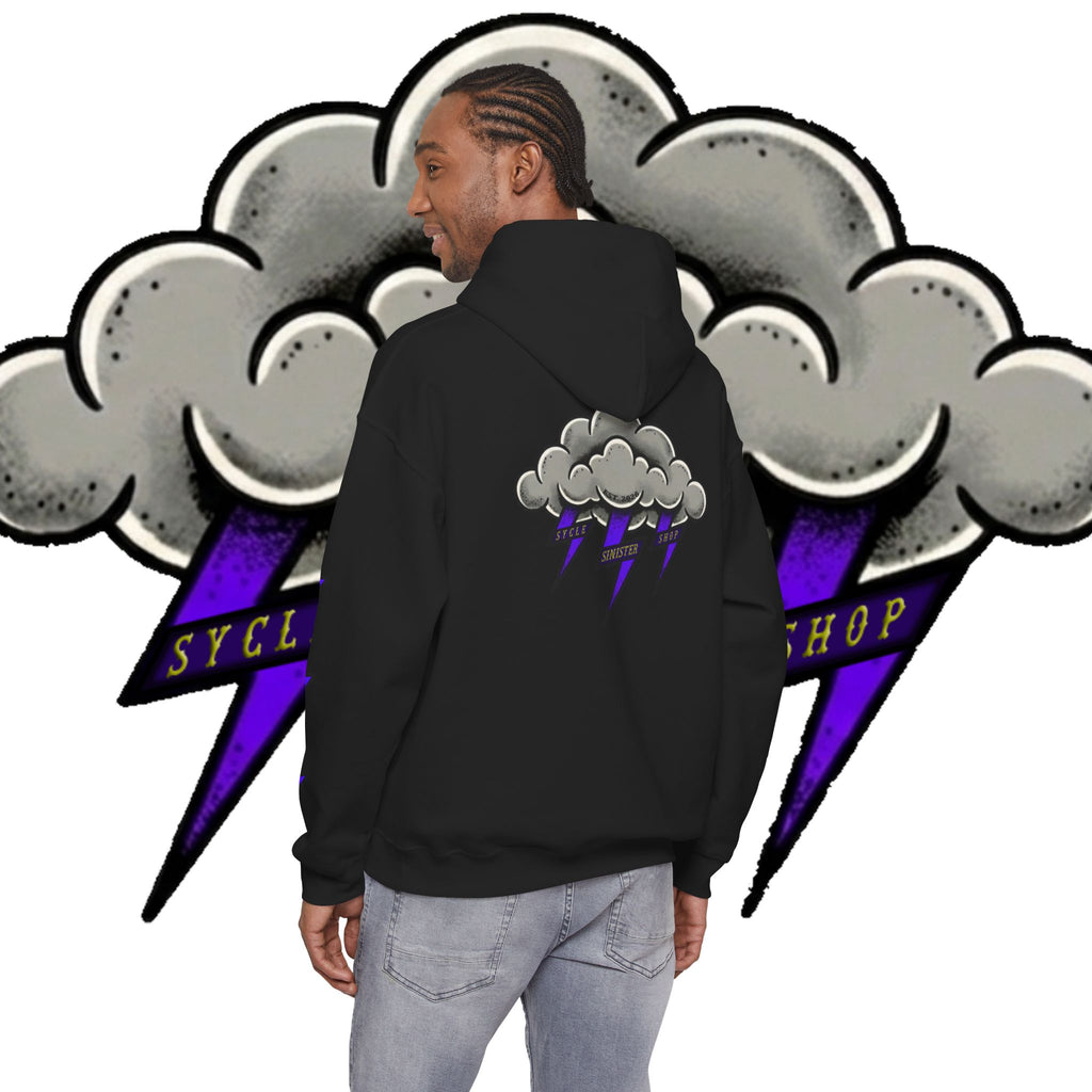Storm Cloud Hoodie — Purple Lightning Graphic Pullover