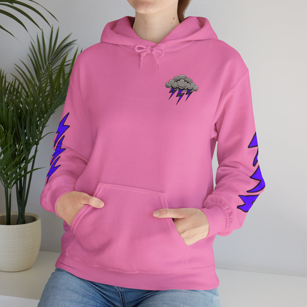 Storm Cloud Hoodie — Purple Lightning Graphic Pullover
