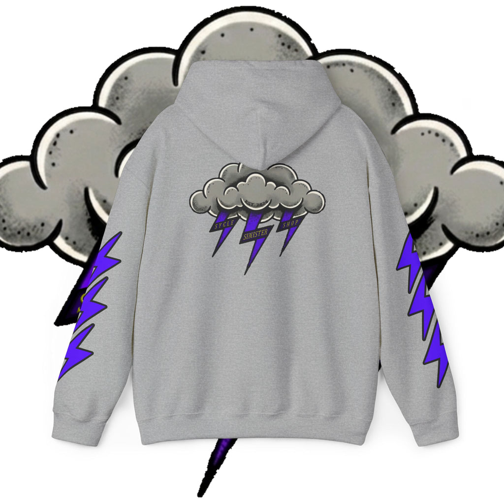 Storm Cloud Hoodie — Purple Lightning Graphic Pullover