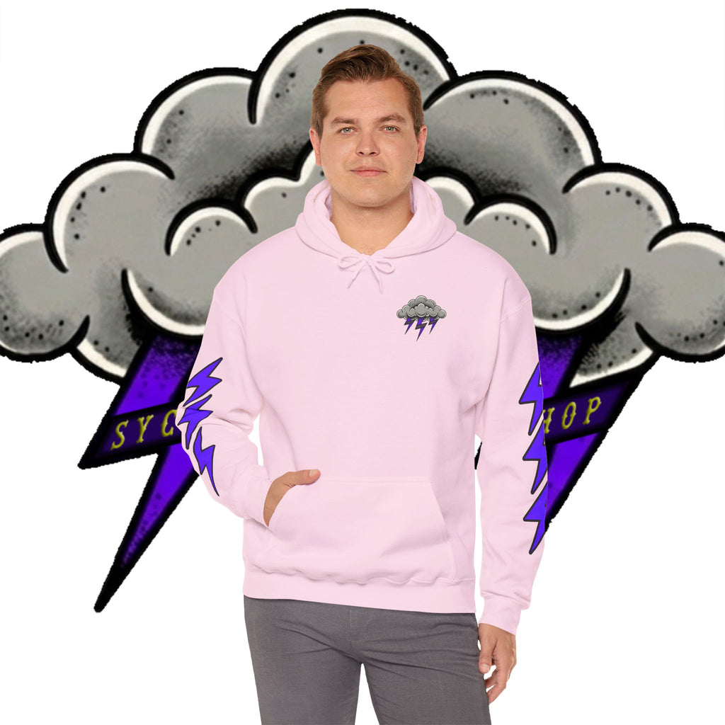 Storm Cloud Hoodie — Purple Lightning Graphic Pullover