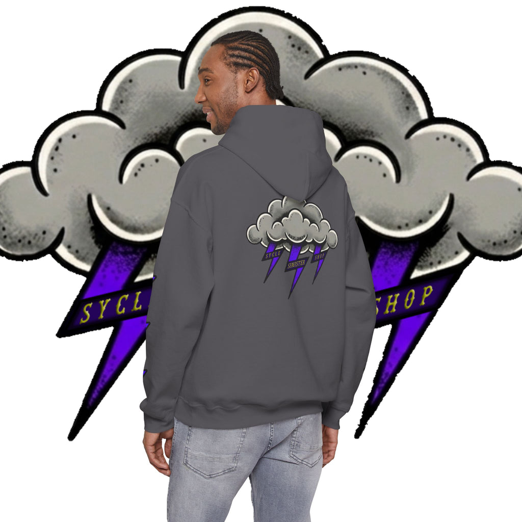 Storm Cloud Hoodie — Purple Lightning Graphic Pullover