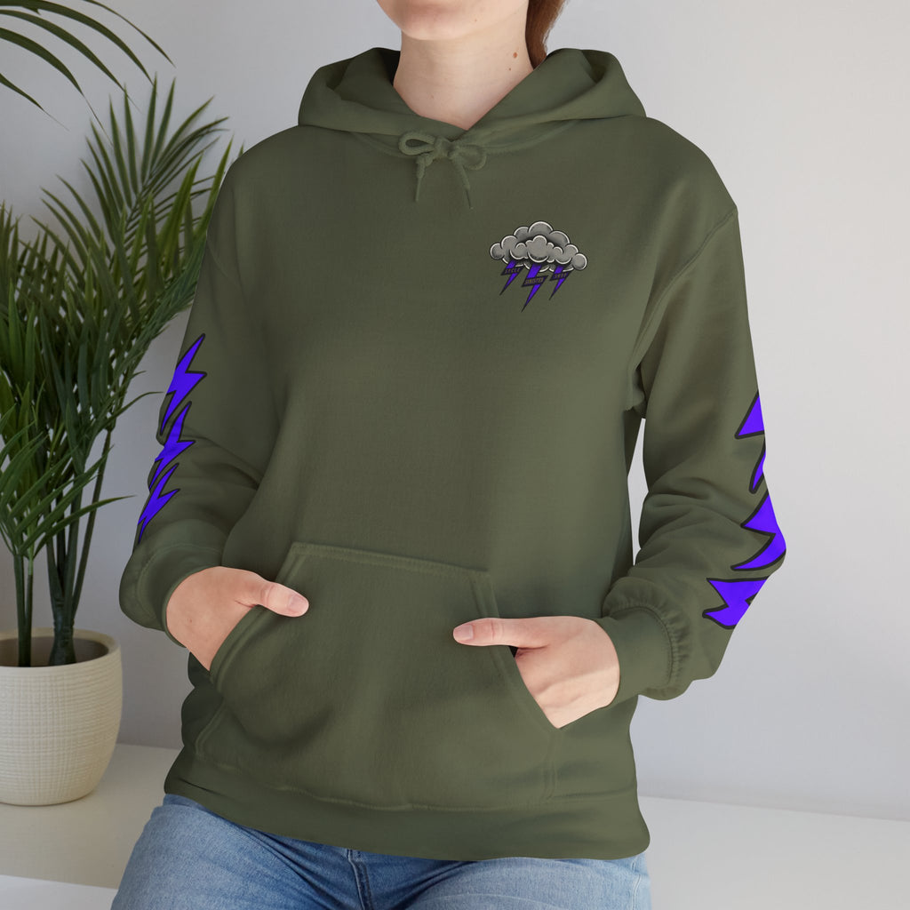 Storm Cloud Hoodie — Purple Lightning Graphic Pullover