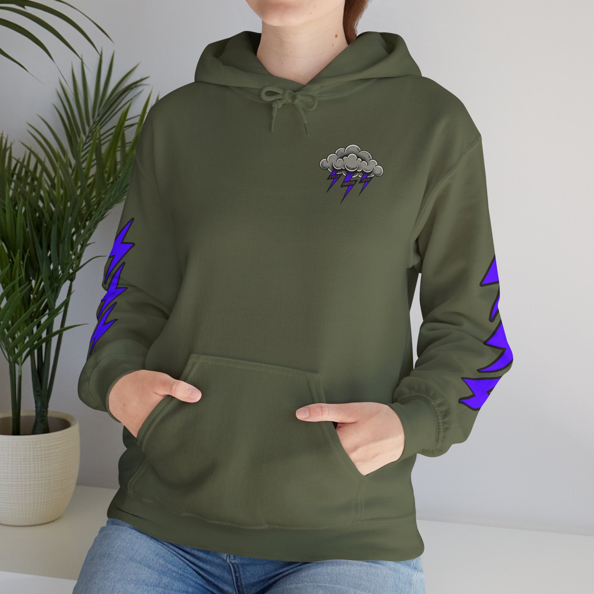Storm Cloud Hoodie — Purple Lightning Graphic Pullover
