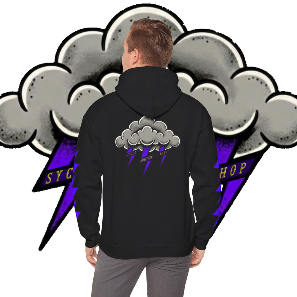Storm Cloud Hoodie — Purple Lightning Graphic Pullover
