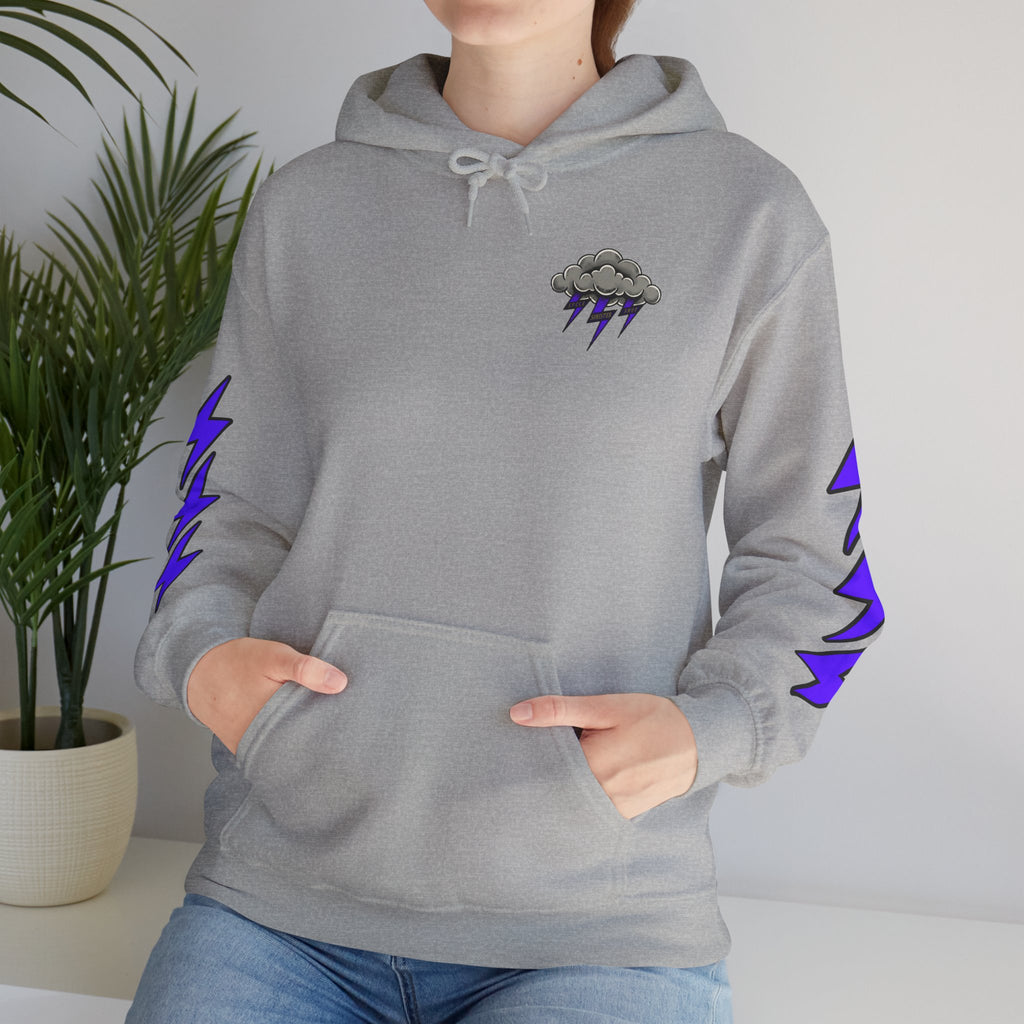 Storm Cloud Hoodie — Purple Lightning Graphic Pullover