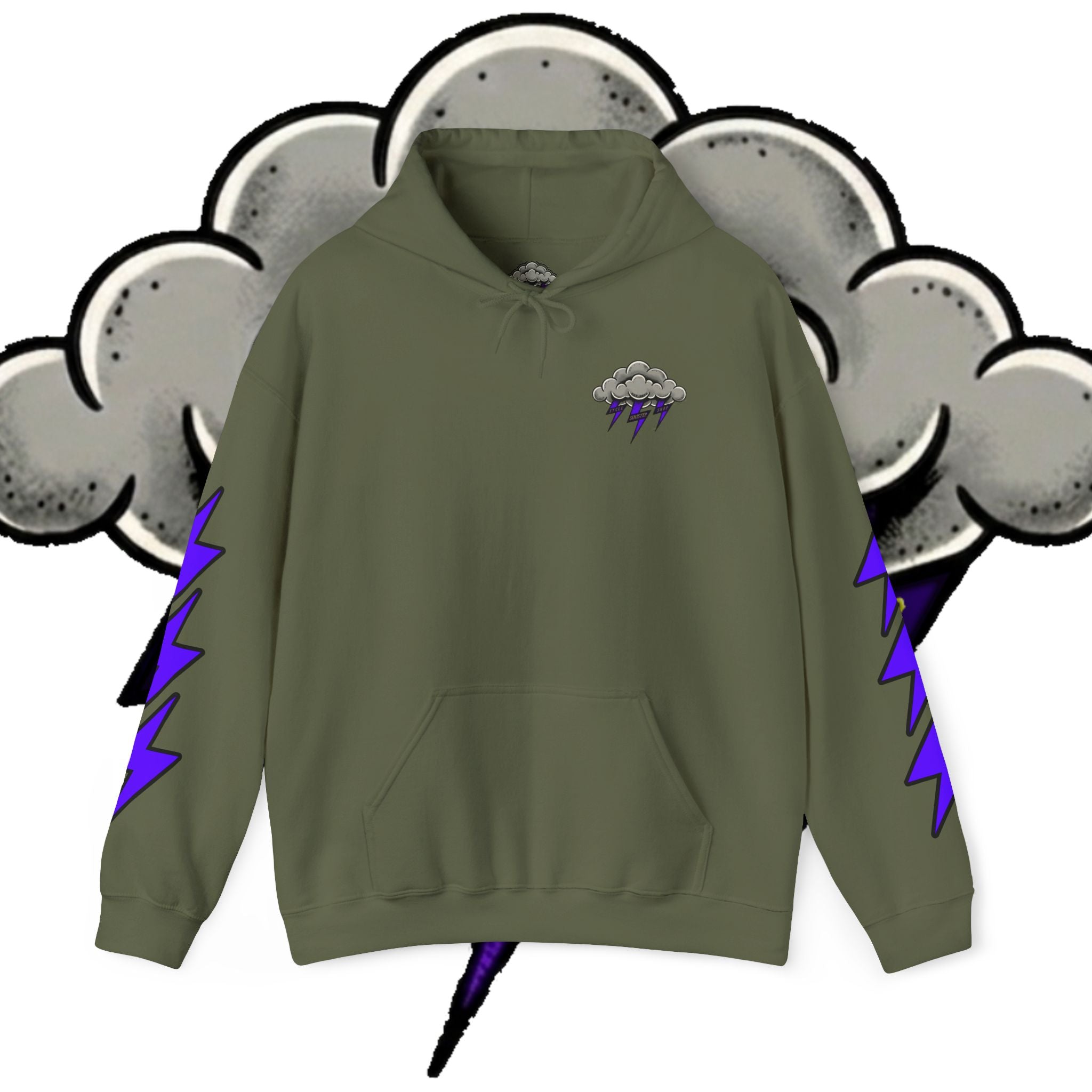 Storm Cloud Hoodie — Purple Lightning Graphic Pullover