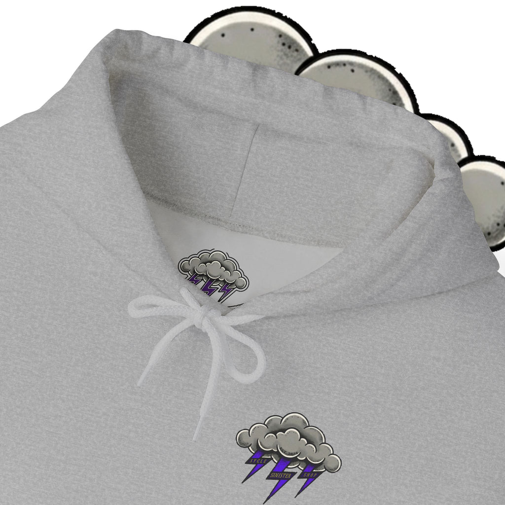 Storm Cloud Hoodie — Purple Lightning Graphic Pullover