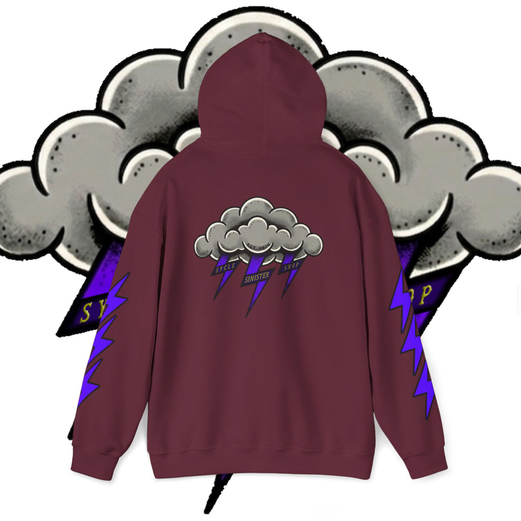 Storm Cloud Hoodie — Purple Lightning Graphic Pullover