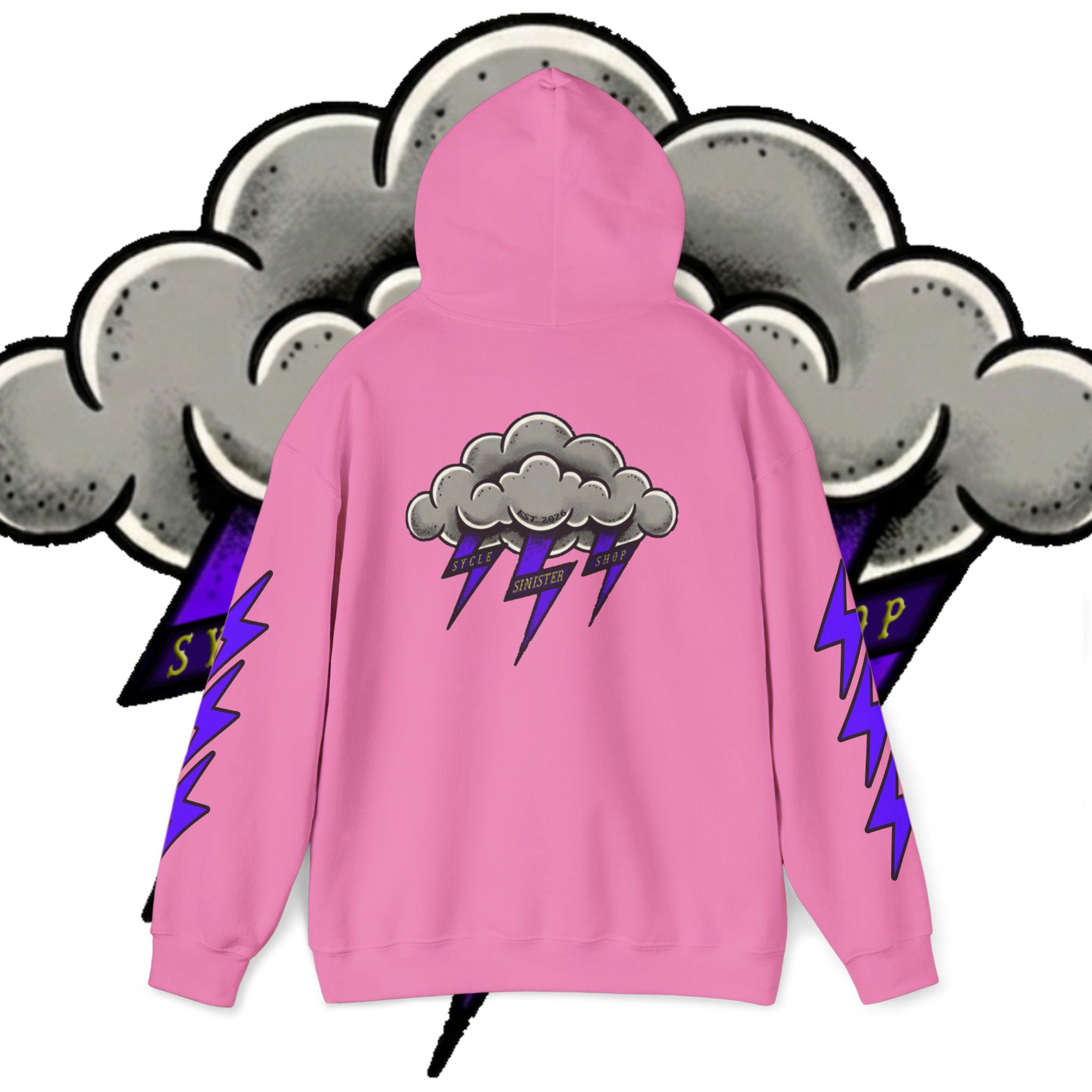 Storm Cloud Hoodie — Purple Lightning Graphic Pullover