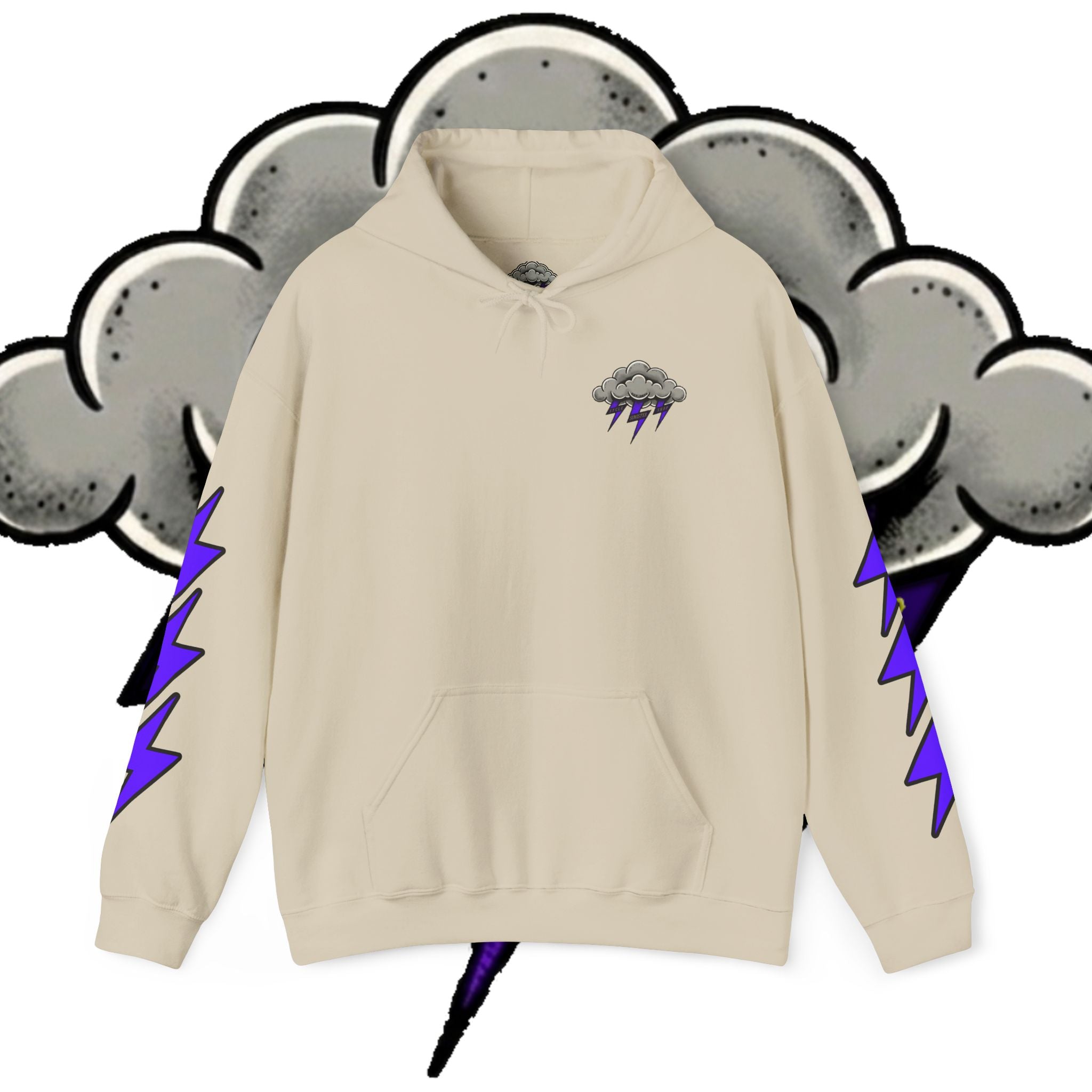 Storm Cloud Hoodie — Purple Lightning Graphic Pullover