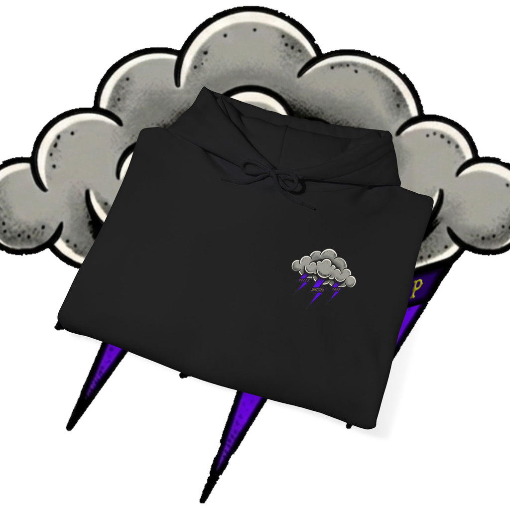 Storm Cloud Hoodie — Purple Lightning Graphic Pullover
