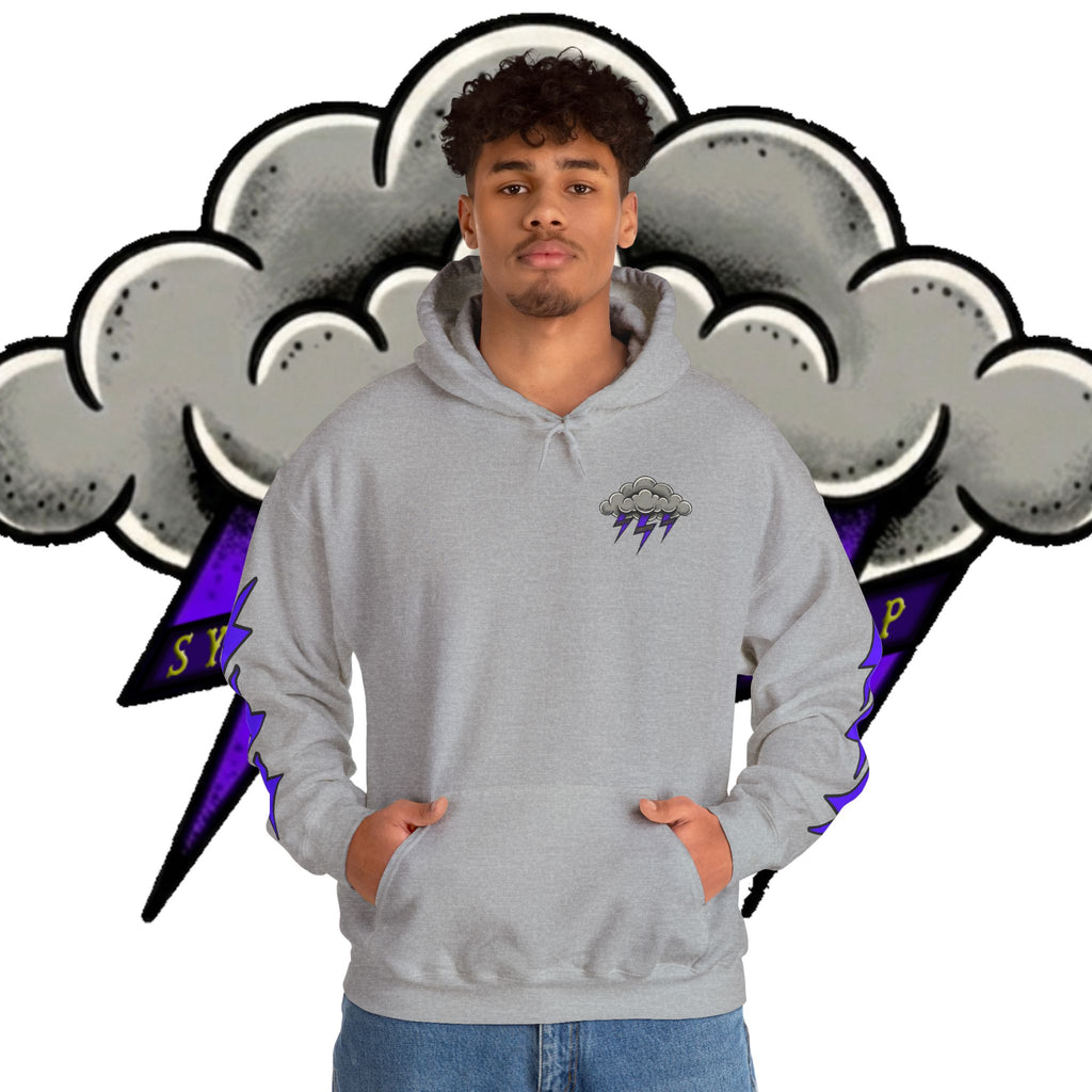 Storm Cloud Hoodie — Purple Lightning Graphic Pullover