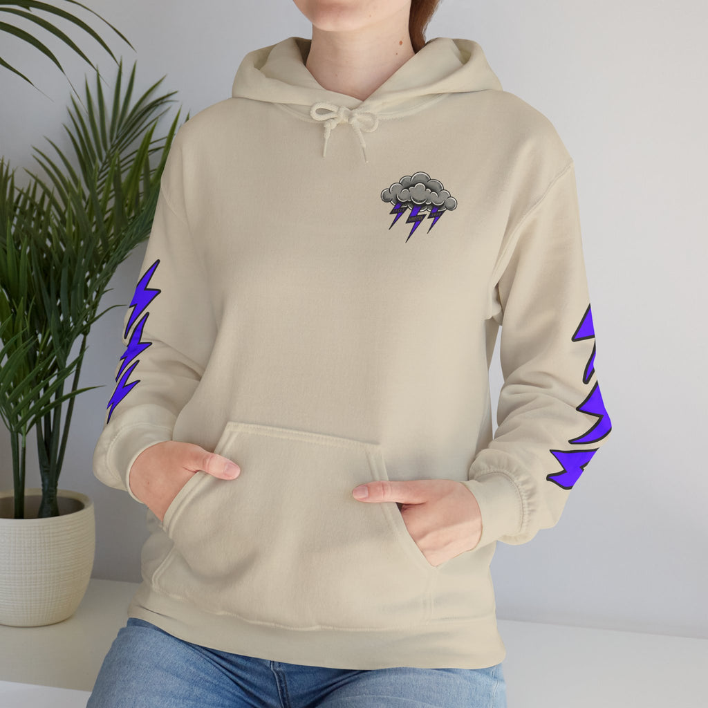 Storm Cloud Hoodie — Purple Lightning Graphic Pullover