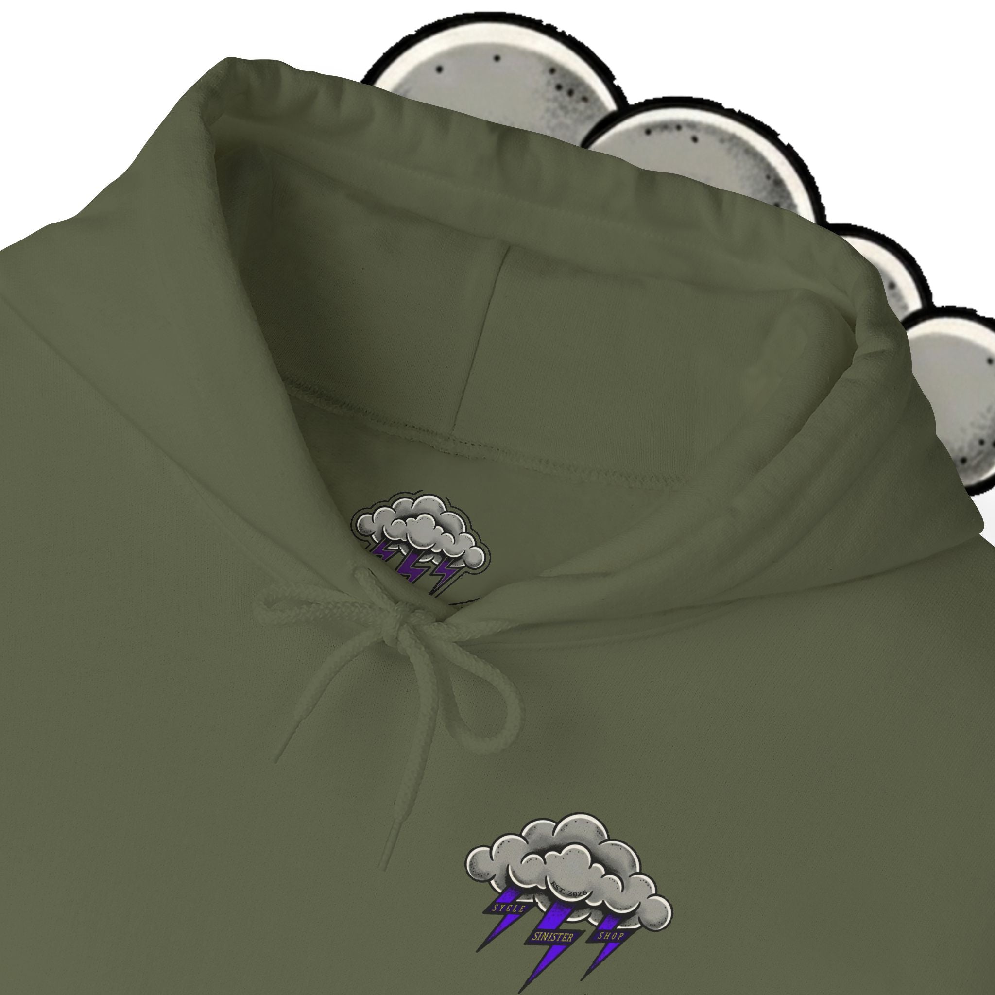 Storm Cloud Hoodie — Purple Lightning Graphic Pullover