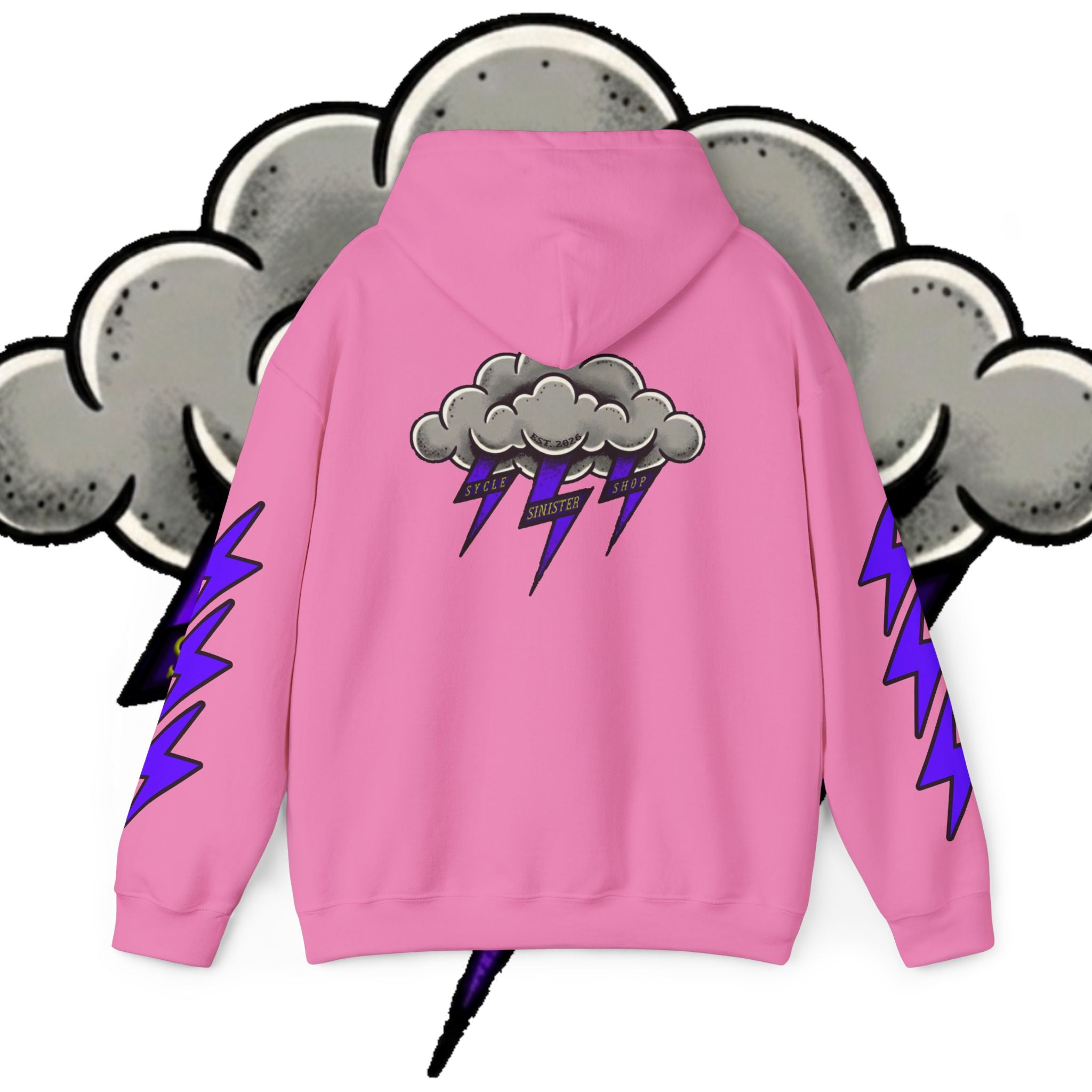 Storm Cloud Hoodie — Purple Lightning Graphic Pullover