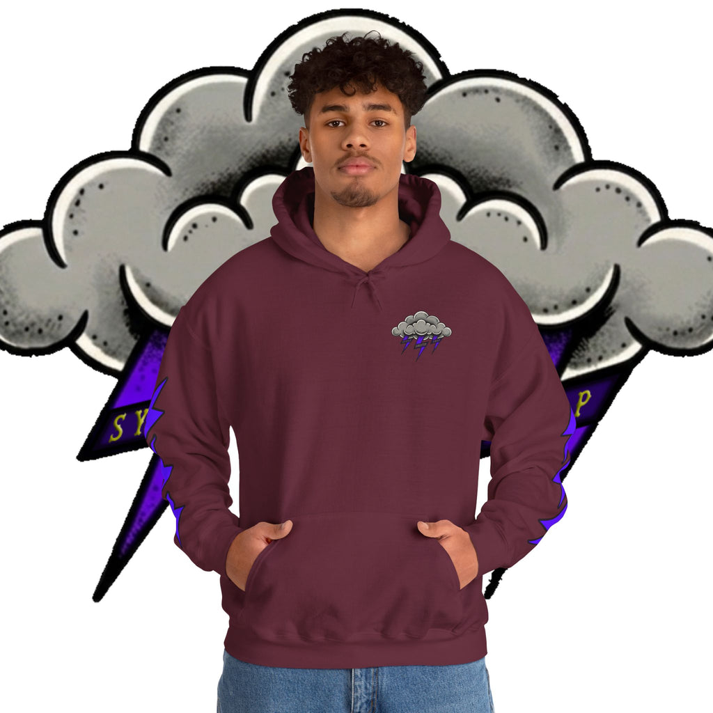 Storm Cloud Hoodie — Purple Lightning Graphic Pullover