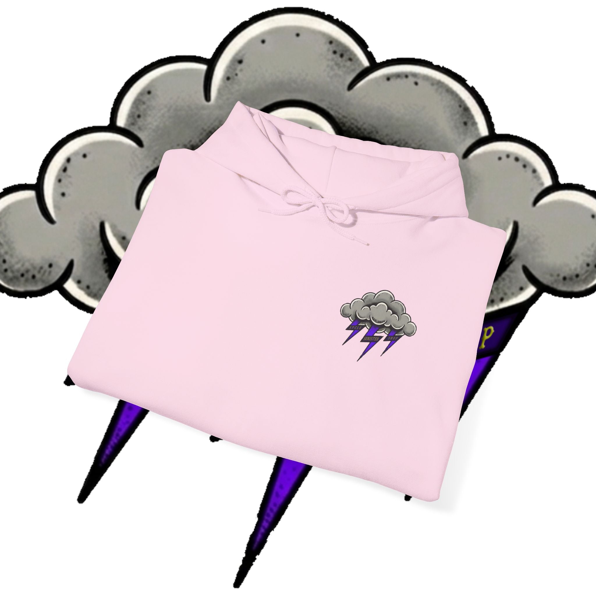 Storm Cloud Hoodie — Purple Lightning Graphic Pullover