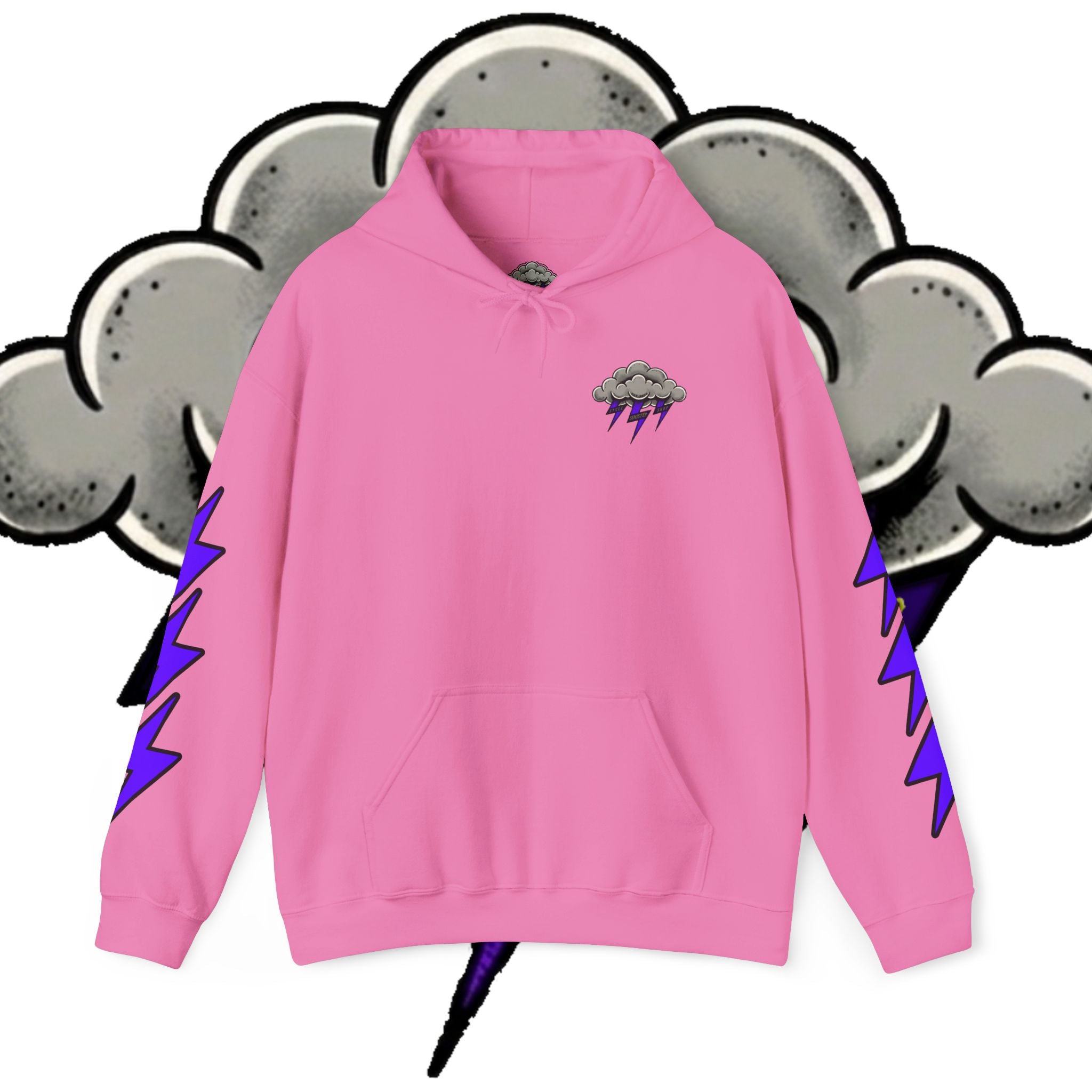 Storm Cloud Hoodie — Purple Lightning Graphic Pullover
