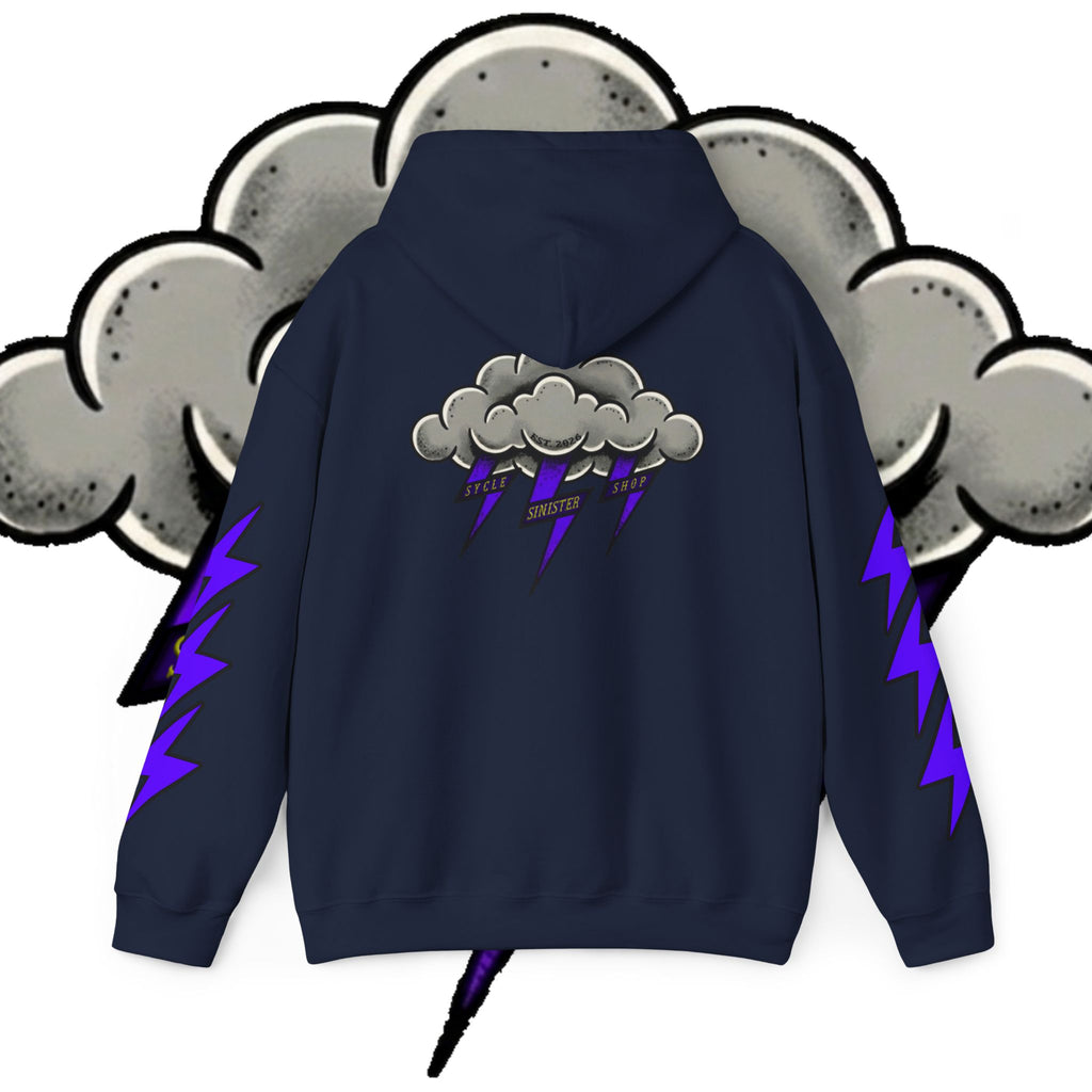 Storm Cloud Hoodie — Purple Lightning Graphic Pullover