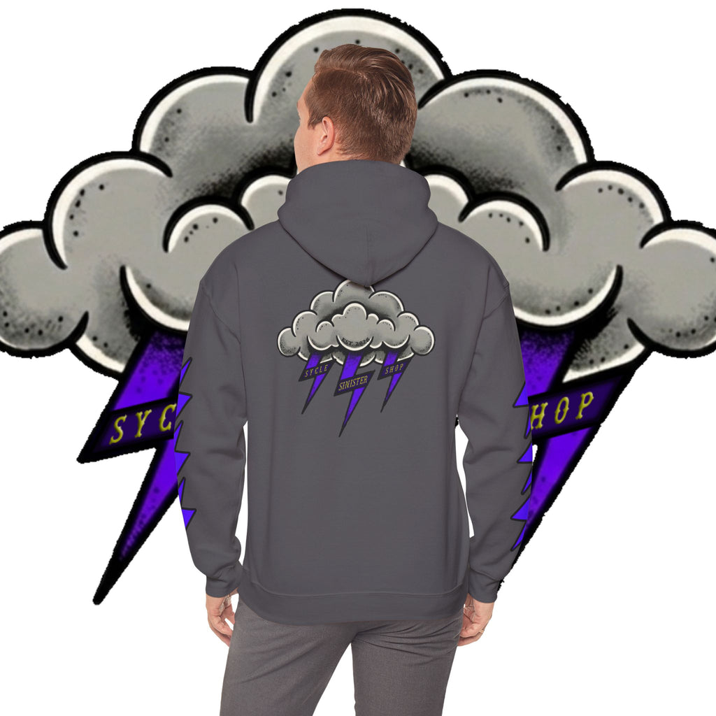 Storm Cloud Hoodie — Purple Lightning Graphic Pullover
