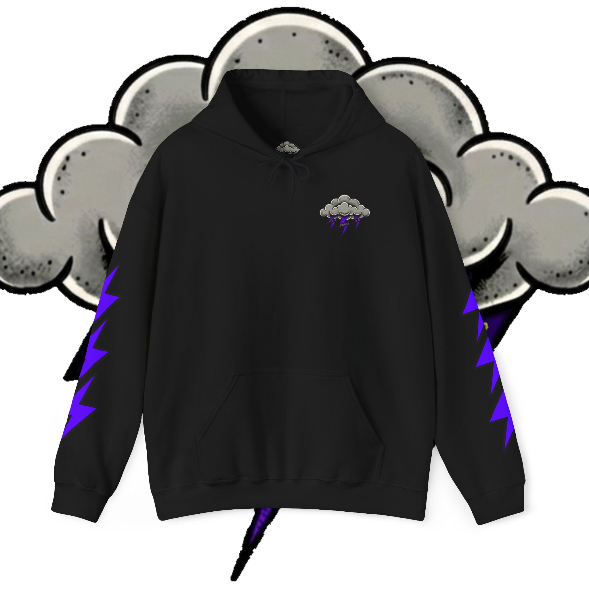 Storm Cloud Hoodie — Purple Lightning Graphic Pullover
